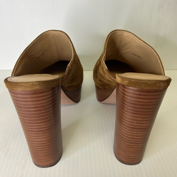🤎”Veronica Beard” Beautiful Maren Cognac Suede Platform Heeled Clogs Size 7 - Picture 6 of 13